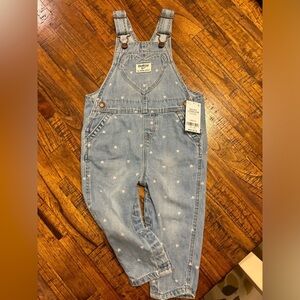 NWT OshKosh B’gosh Denim Heart Toddler Overalls - Size 18M